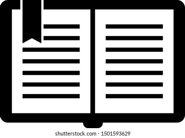 Black Open book icon isolated on white background.  Vector Illustration