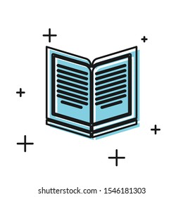 Black Open book icon isolated on white background.  Vector Illustration