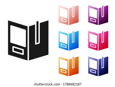 Black Open book icon isolated on white background. Set icons colorful. Vector Illustration