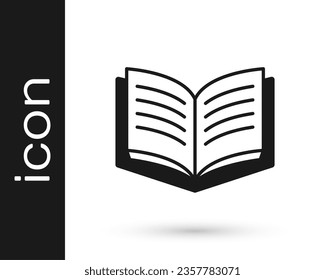 Black Open book icon isolated on white background.  Vector