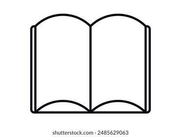 Black open book icon on white background