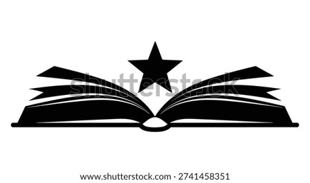 Black open book with star icon