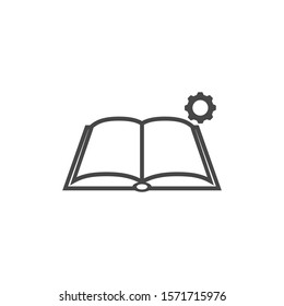 Black open book with text icon. vector icon be used as logo for bookstore or shop, vector icon library, educational or learning concept etc.vector icon