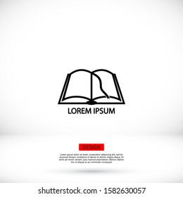 Black open book with text icon. vector icon be used as logo for bookstore or shop, vector icon library, educational or learning concept etc.vector icon