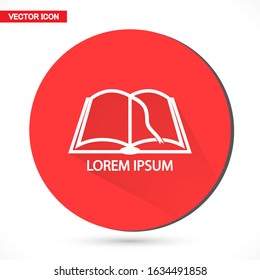 Black open book with text icon. vector icon be used as logo for bookstore or shop, vector icon library, educational or learning concept etc.vector icon