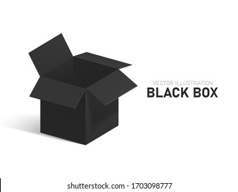 Black open box isolated on white background. Вark gift. Vector Illustration.