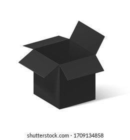 Black open box isolated on white background. Вark gift. Vector Illustration.