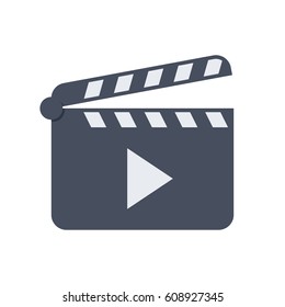 Black open clapperboard, vector illustration in flat style