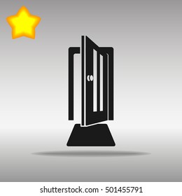 black open Door Icon button logo symbol concept high quality on the gray background