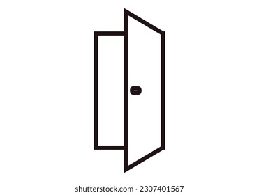 Black open door icon on white background.