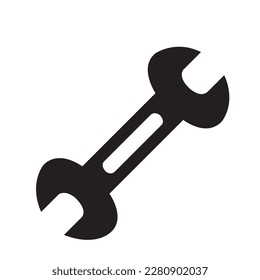 Black open end wrench on a white background with copy space