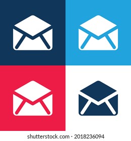 Sobre abierto negro Color azul y rojo negro conjunto de iconos mínimo de cuatro colores