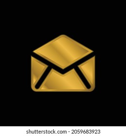 Sobre abierto negro Icono metálico dorado o vector logotipo