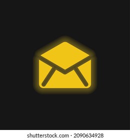 Sobre abierto negro Icono de neón amarillo brillante