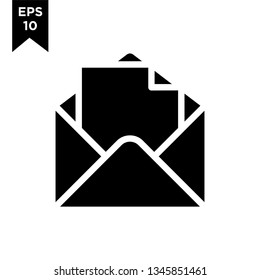 black open envelope email icon vector logo illustration design