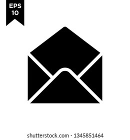 black open envelope email icon vector logo illustration design