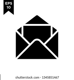 black open envelope email icon vector logo illustration design