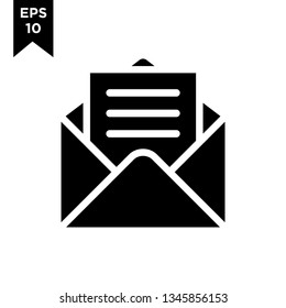 black open envelope email icon vector logo illustration design