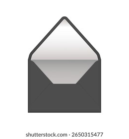 Black open envelope with silver liner mockup template. Euro flap luxury mailing envelope for wedding, invitations, graduation, birthday, party and more. Ready to use for your design or business.