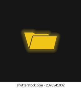 Black Open Folder Shape yellow glowing neon icon