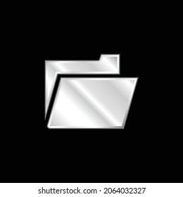 Black Open Folder Symbol Of Interface silver plated metallic icon