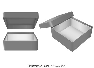Black open gift box. Vector illustration isolated on white background