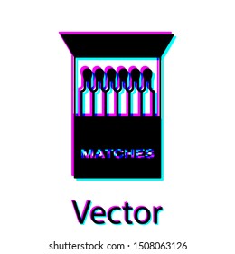 Black Open matchbox and matches icon isolated on white background.  Vector Illustration