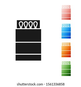 Black Open matchbox and matches icon isolated on white background. Set icons colorful. Vector Illustration