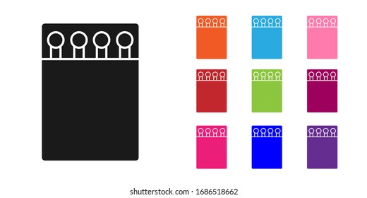 Black Open matchbox and matches icon isolated on white background. Set icons colorful. Vector Illustration