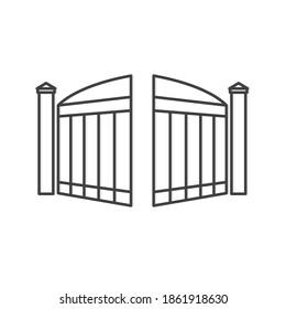 black open modern gate- vector illustration