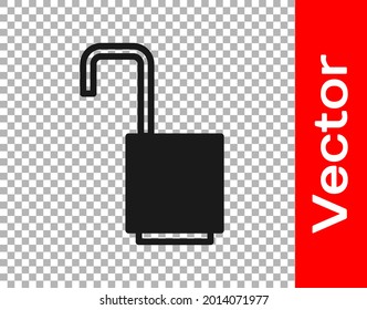 Black Open padlock icon isolated on transparent background. Opened lock sign. Cyber security concept. Digital data protection.  Vector Illustration