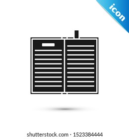 Black Open science book icon isolated on white background.  Vector Illustration