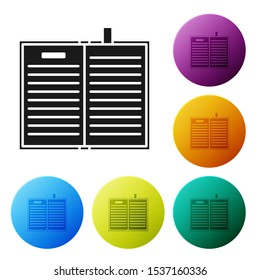 Black Open science book icon isolated on white background. Set icons colorful circle buttons. Vector Illustration