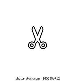 Black open scissors line icon isolated on white. Cut sign. Utensil or hairdresser symbol. vector illustration.