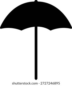Ilustración vectorial de silueta de paraguas abierto negro. Icono de protección minimalista con un elegante dosel arqueado y una estética plana audaz aislada sobre fondo blanco. Gráfico de Profesional para la marca de seguros, señalización de seguridad de Clima y corte de vinilo.