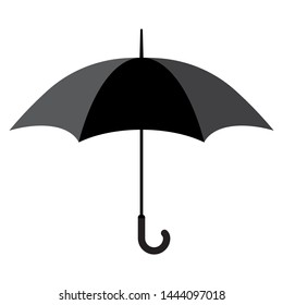 Black open umbrella. Vector isolated template.