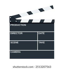 Preto abriu clapperboard. Movie clapper board. ilustração vetorial em estilo plano