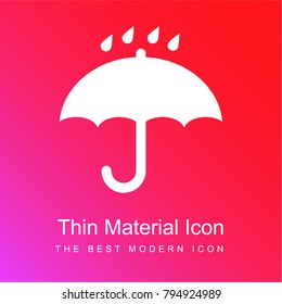 Black opened umbrella symbol with rain drops falling on it red and pink gradient material white icon minimal design