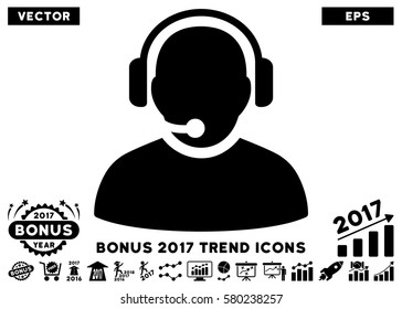 Black Operator icon with bonus 2017 trend symbols. Vector illustration style is flat iconic symbols, white background.