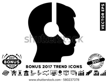 Black Operator icon with bonus 2017 trend images. Vector illustration style is flat iconic symbols, white background.