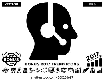 Black Operator pictogram with bonus 2017 trend pictures. Vector illustration style is flat iconic symbols, white background.