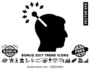 Black Optical Neural Interface pictogram with bonus 2017 year trend elements. Vector illustration style is flat iconic symbols, white background.