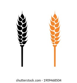 Black and orange abstract ears of wheat. Vector illustration on white isolated background.