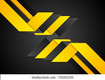 Black orange abstract geometric corporate background. Vector design