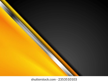 Black and orange abstract minimal background with metallic stripe. Vector design