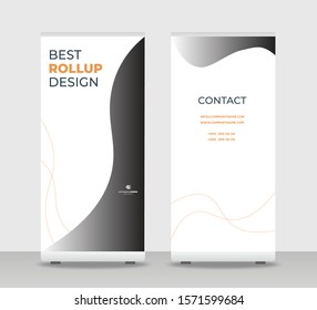 Black orange Abstract Shapes Modern Exhibition Advertising Trend Business Roll Up Banner Stand Poster Brochure flat design template creative concept. Black orange Roll Up EPS. Presentation Cover - Shutterstock ID 1571599684