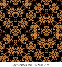 black orange Art Deco Arabesque. Decorative seamless pattern, ornament for coloring books or pages
