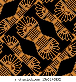 black orange Art Deco Design seamless decorative pattern. Abstract geometric background. Vector art