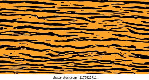 Black and orange background. Chaotic black lines on an orange background. Vector illustration.