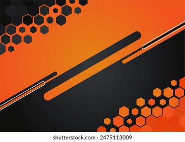 black and orange background design with hexagonal halftone pattern